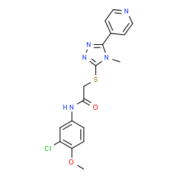ChemSpider 2D Image | N-(3-Chloro-4-methoxyphenyl)-2-{[4-methyl-5-(4-pyridinyl)-4H-1,2,4-triazol-3-yl]sulfanyl}acetamide | C17H16ClN5O2S