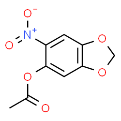 ChemSpider 2D Image | 6-Nitro-1,3-benzodioxol-5-yl acetate | C9H7NO6