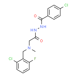 ChemSpider 2D Image | 4-Chloro-N'-{[(2-chloro-6-fluorobenzyl)(methyl)amino]acetyl}benzohydrazide | C17H16Cl2FN3O2