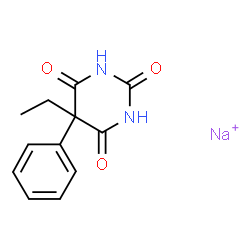 ChemSpider 2D Image | 2,4,6(1H,3H,5H)-Pyrimidinetrione, 5-ethyl-5-phenyl-, monosodium salt | C12H12N2NaO3