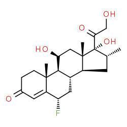 ChemSpider 2D Image | (6?,11?,16?)-6-fluoro-11,17,21-trihydroxy-16-methylpregn-4-ene-3,20-dione | C22H31FO5