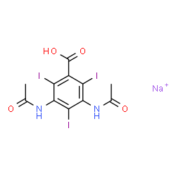 ChemSpider 2D Image | Benzoic acid, 3,5-bis(acetylamino)-2,4,6-triiodo-, sodium salt (1:1) | C11H9I3N2NaO4