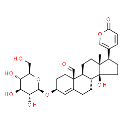 ChemSpider 2D Image | (3beta)-3-(beta-D-Glucopyranosyloxy)-14-hydroxy-19-oxobufa-4,20,22-trienolide | C30H40O10