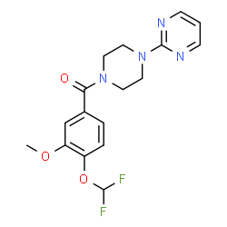 ChemSpider 2D Image | [4-(Difluoromethoxy)-3-methoxyphenyl][4-(2-pyrimidinyl)-1-piperazinyl]methanone | C17H18F2N4O3