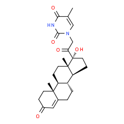ChemSpider 2D Image | 2,4(1H,3H)-Pyrimidinedione, 1-(17-hydroxy-3,20-dioxopregn-4-en-21-yl)-5-methyl- | C26H34N2O5