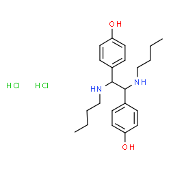 ChemSpider 2D Image | 4,4'-[1,2-Bis(butylamino)-1,2-ethanediyl]diphenol dihydrochloride | C22H34Cl2N2O2