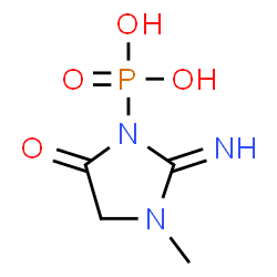 ChemSpider 2D Image | (2-Imino-3-methyl-5-oxo-1-imidazolidinyl)phosphonic acid | C4H8N3O4P