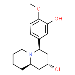 ChemSpider 2D Image | (2R,4R,9aR)-4-(3-Hydroxy-4-methoxyphenyl)octahydro-2H-quinolizin-2-ol | C16H23NO3