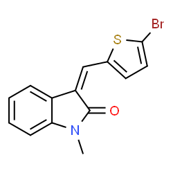 ChemSpider 2D Image | (3Z)-3-[(5-Bromo-2-thienyl)methylene]-1-methyl-1,3-dihydro-2H-indol-2-one | C14H10BrNOS