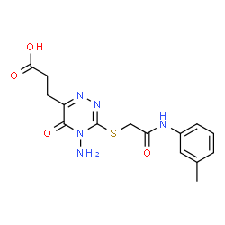 ChemSpider 2D Image | 3-[4-Amino-3-({2-[(3-methylphenyl)amino]-2-oxoethyl}sulfanyl)-5-oxo-4,5-dihydro-1,2,4-triazin-6-yl]propanoic acid | C15H17N5O4S