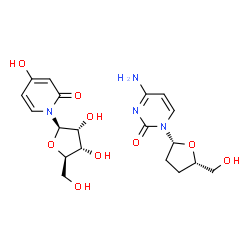 ChemSpider 2D Image | 4-Amino-1-[(2R,5S)-5-(hydroxymethyl)tetrahydro-2-furanyl]-2(1H)-pyrimidinone - 4-hydroxy-1-(beta-D-ribofuranosyl)-2(1H)-pyridinone (1:1) | C19H26N4O9
