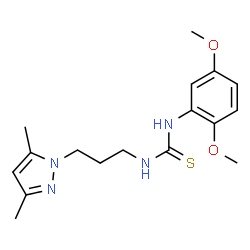 ChemSpider 2D Image | 1-(2,5-Dimethoxyphenyl)-3-[3-(3,5-dimethyl-1H-pyrazol-1-yl)propyl]thiourea | C17H24N4O2S