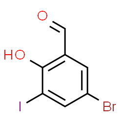 ChemSpider 2D Image | 5-Bromo-2-hydroxy-3-iodobenzaldehyde | C7H4BrIO2