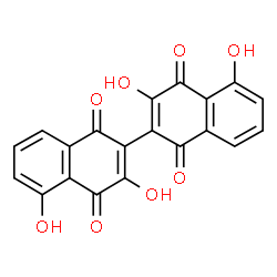 ChemSpider 2D Image | 3,3',5,5'-Tetrahydroxy-2,2'-binaphthalene-1,1',4,4'-tetrone | C20H10O8