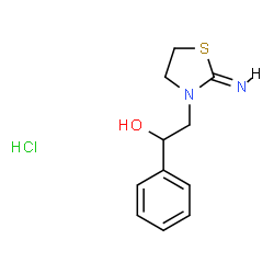 ChemSpider 2D Image | 2-[(2Z)-2-Imino-1,3-thiazolidin-3-yl]-1-phenylethanol hydrochloride (1:1) | C11H15ClN2OS