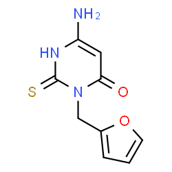 ChemSpider 2D Image | 6-Amino-3-(2-furylmethyl)-2-thioxo-2,3-dihydro-4(1H)-pyrimidinone | C9H9N3O2S