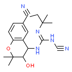 ChemSpider 2D Image | 1-Cyano-2-(6-cyano-3-hydroxy-2,2-dimethyl-3,4-dihydro-2H-chromen-4-yl)-3-(2-methyl-2-butanyl)guanidine | C19H25N5O2