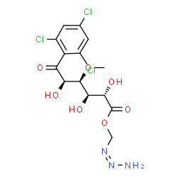 ChemSpider 2D Image | 2-Triazen-1-ylmethyl 3-O-methyl-1-(2,4,6-trichlorophenyl)-D-glucuronate | C14H16Cl3N3O7