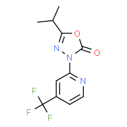ChemSpider 2D Image | 5-Isopropyl-3-[4-(trifluoromethyl)-2-pyridinyl]-1,3,4-oxadiazol-2(3H)-one | C11H10F3N3O2