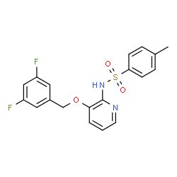 ChemSpider 2D Image | N-{3-[(3,5-Difluorobenzyl)oxy]-2-pyridinyl}-4-methylbenzenesulfonamide | C19H16F2N2O3S