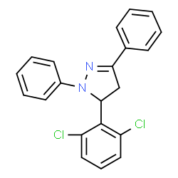 ChemSpider 2D Image | 5-(2,6-Dichlorophenyl)-1,3-diphenyl-4,5-dihydro-1H-pyrazole | C21H16Cl2N2