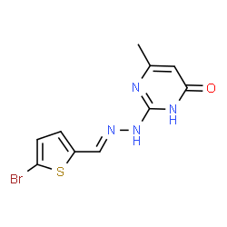 ChemSpider 2D Image | 2-{(2E)-2-[(5-Bromo-2-thienyl)methylene]hydrazino}-6-methyl-4(1H)-pyrimidinone | C10H9BrN4OS