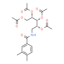 ChemSpider 2D Image | 1,2,3,4-Tetra-O-acetyl-5-deoxy-5-[(3,4-dimethylbenzoyl)amino]-D-ribitol | C22H29NO9