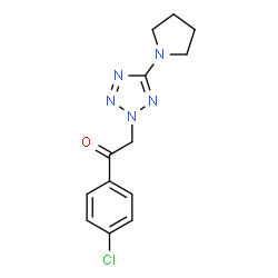 ChemSpider 2D Image | 1-(4-Chlorophenyl)-2-[5-(1-pyrrolidinyl)-2H-tetrazol-2-yl]ethanone | C13H14ClN5O