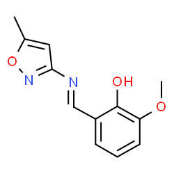ChemSpider 2D Image | 2-methoxy-6-{(E)-[(5-methylisoxazol-3-yl)imino]methyl}phenol | C12H12N2O3