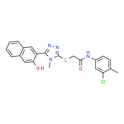 ChemSpider 2D Image | N-(3-Chloro-4-methylphenyl)-2-{[5-(3-hydroxy-2-naphthyl)-4-methyl-4H-1,2,4-triazol-3-yl]sulfanyl}acetamide | C22H19ClN4O2S