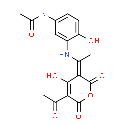ChemSpider 2D Image | N-(3-((1-(5-Acetyl-4-hydroxy-2,6-dioxo-2H-pyran-3(6H)-ylidene)ethyl)amino)-4-hydroxyphenyl)acetamide | C17H16N2O7