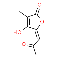 ChemSpider 2D Image | (5E)-4-Hydroxy-3-methyl-5-(2-oxopropylidene)-2(5H)-furanone | C8H8O4