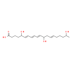 ChemSpider 2D Image | 5,12,19-trihydroxy-6,8,10,14-eicosatetraenoic acid | C20H32O5