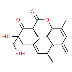ChemSpider 2D Image | (5S,10S,14S,2R)-5-Ethyl-14-hydroxy-14-(hydroxymethyl)-2,6,10,12-tetramethyl-8-methylene-4-oxacyclotetradeca-6,11-diene-1,3-dione | C21H32O5