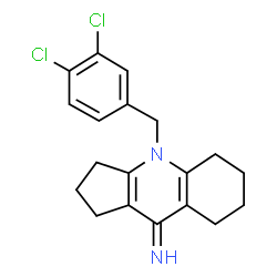 ChemSpider 2D Image | 4-(3,4-Dichlorobenzyl)-1,2,3,4,5,6,7,8-octahydro-9H-cyclopenta[b]quinolin-9-imine | C19H20Cl2N2