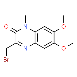 ChemSpider 2D Image | 3-(Bromomethyl)-6,7-dimethoxy-1-methyl-2(1H)-quinoxalinone | C12H13BrN2O3
