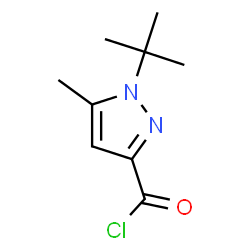 ChemSpider 2D Image | 1-tert-Butyl-5-methyl-1H-pyrazole-3-carbonyl chloride | C9H13ClN2O