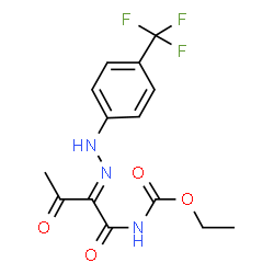 ChemSpider 2D Image | ethyl N-(3-oxo-2-{2-[4-(trifluoromethyl)phenyl]hydrazono}butanoyl)carbamate | C14H14F3N3O4