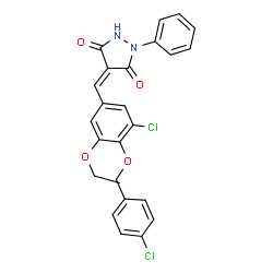 ChemSpider 2D Image | 4-{3-Chloro-4-[(4-chlorobenzyl)oxy]-5-ethoxybenzylidene}-1-phenyl-3,5-pyrazolidinedione | C25H20Cl2N2O4