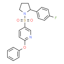 ChemSpider 2D Image | 5-{[2-(4-Fluorophenyl)-1-pyrrolidinyl]sulfonyl}-2-phenoxypyridine | C21H19FN2O3S