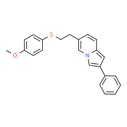 ChemSpider 2D Image | 6-{2-[(4-Methoxyphenyl)sulfanyl]ethyl}-2-phenylindolizine | C23H21NOS