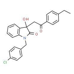 ChemSpider 2D Image | 1-(4-Chlorobenzyl)-3-[2-(4-ethylphenyl)-2-oxoethyl]-3-hydroxy-1,3-dihydro-2H-indol-2-one | C25H22ClNO3