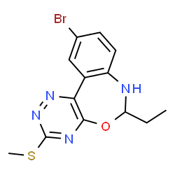 ChemSpider 2D Image | 10-Bromo-6-ethyl-3-(methylsulfanyl)-6,7-dihydro[1,2,4]triazino[5,6-d][3,1]benzoxazepine | C13H13BrN4OS