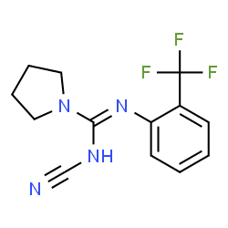 ChemSpider 2D Image | N-Cyano-N'-[2-(trifluoromethyl)phenyl]-1-pyrrolidinecarboximidamide | C13H13F3N4