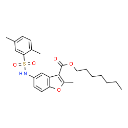 ChemSpider 2D Image | Heptyl 5-{[(2,5-dimethylphenyl)sulfonyl]amino}-2-methyl-1-benzofuran-3-carboxylate | C25H31NO5S