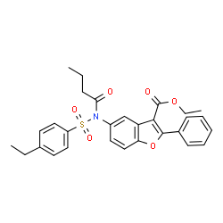 ChemSpider 2D Image | Ethyl 5-{butyryl[(4-ethylphenyl)sulfonyl]amino}-2-phenyl-1-benzofuran-3-carboxylate | C29H29NO6S
