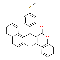 ChemSpider 2D Image | 7-[4-(Methylsulfanyl)phenyl]-7,14-dihydro-6H-benzo[f]chromeno[4,3-b]quinolin-6-one | C27H19NO2S