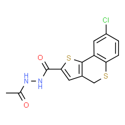 ChemSpider 2D Image | N'-Acetyl-8-chloro-4H-thieno[3,2-c]thiochromene-2-carbohydrazide | C14H11ClN2O2S2