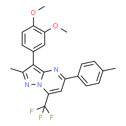 ChemSpider 2D Image | 3-(3,4-Dimethoxyphenyl)-2-methyl-5-(4-methylphenyl)-7-(trifluoromethyl)pyrazolo[1,5-a]pyrimidine | C23H20F3N3O2