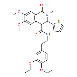 ChemSpider 2D Image | N-[2-(3,4-Diethoxyphenyl)ethyl]-6,7-dimethoxy-2-methyl-1-oxo-3-(2-thienyl)-1,2,3,4-tetrahydro-4-isoquinolinecarboxamide | C29H34N2O6S